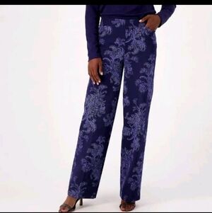 Isaac Mizrahi Women's Printed Pebble Knit Wide Leg Pants SIZE 8T